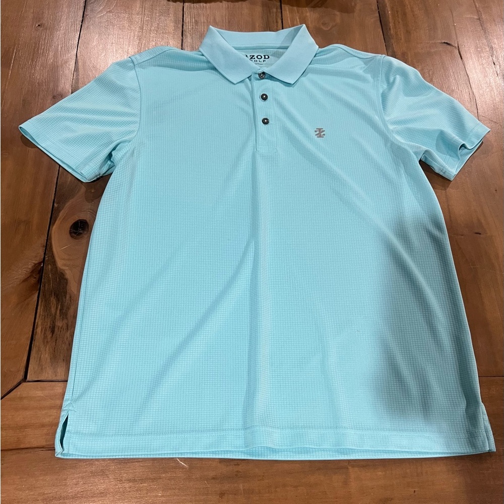 Izod Men’s Short Sleeve Golf Polo Shirt, Size Medium, Light Blue
